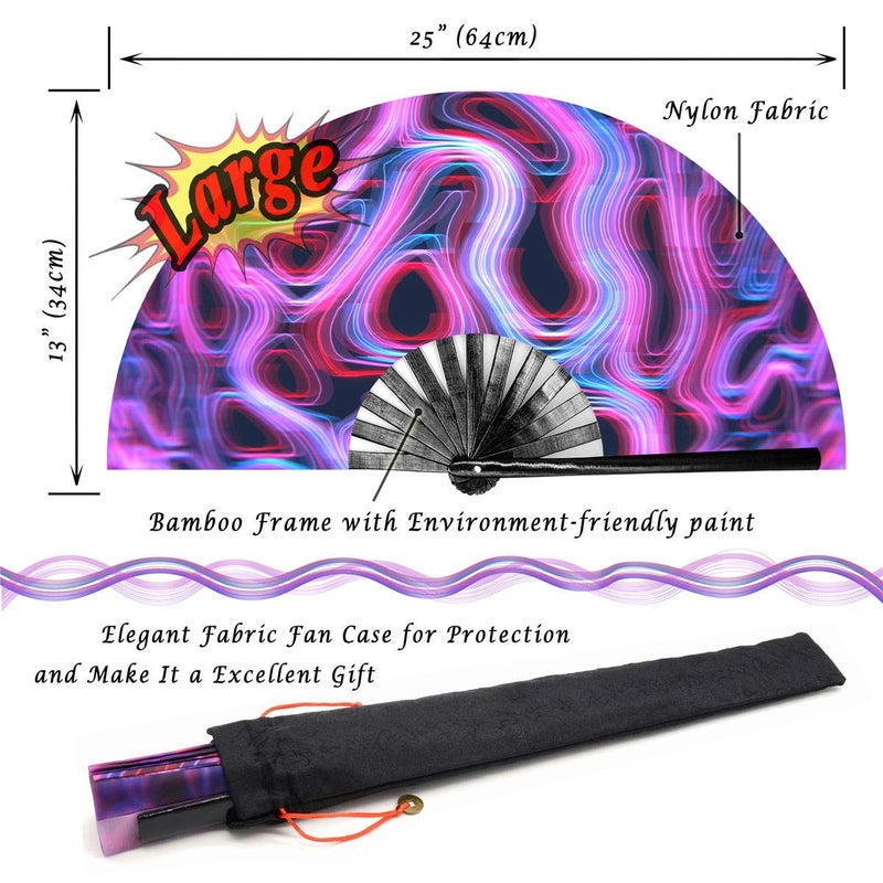 Zolee Large Rave Clack Fan for Line Dancing - Boots on The Ground Popping Folding Hand Fan - for EDM, Music Festival, Hot Flashes, Event, Party, Dance, Decorations, Gift (Psychedelic) - Image 5